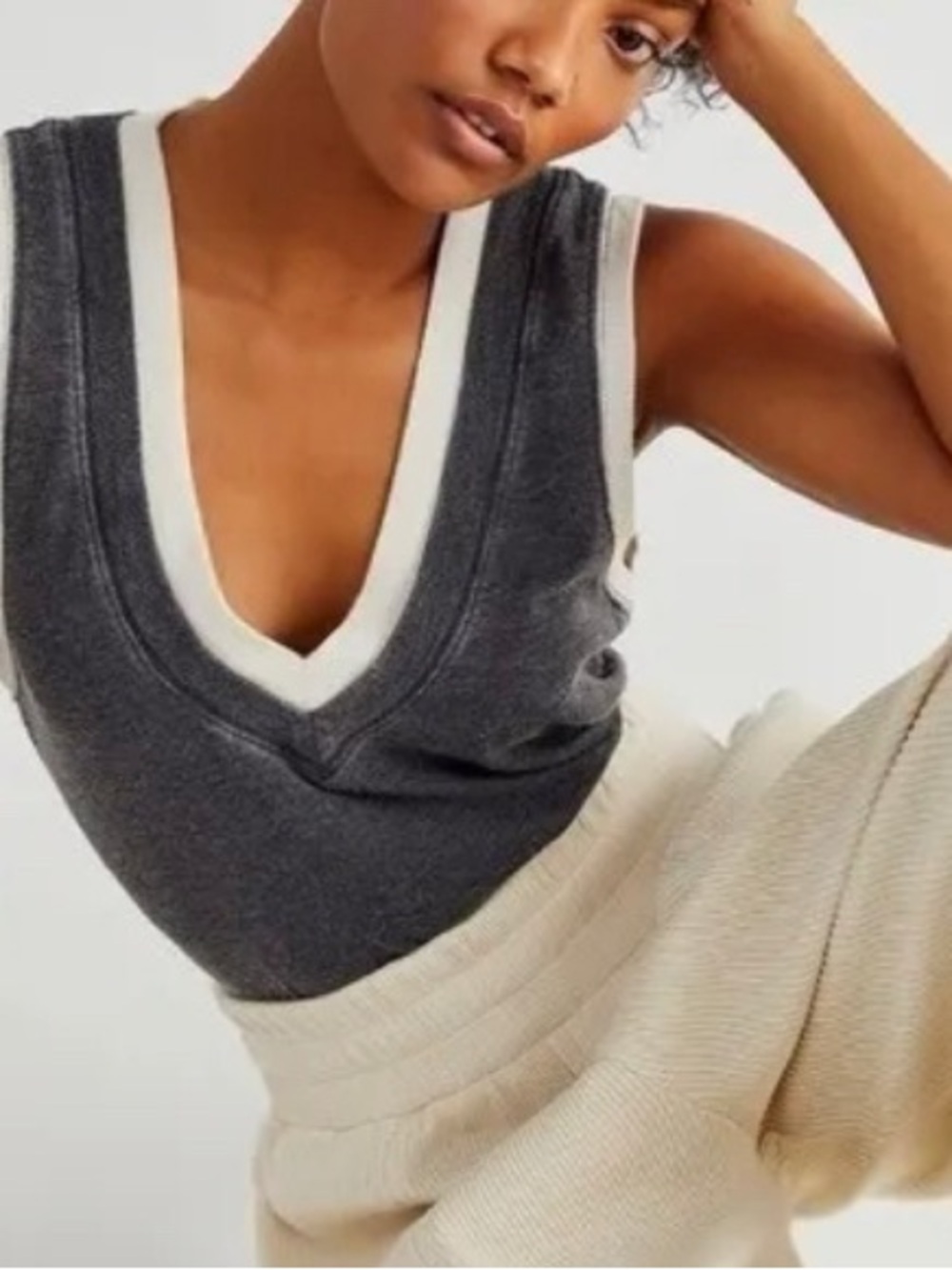Free People V-Neck Knit Bodysuit